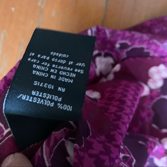 NWT Zac & Rachel Houndstooth Floral 3/4 Tie Sleeve Purple Berry Pink Small - Picture 11 of 13